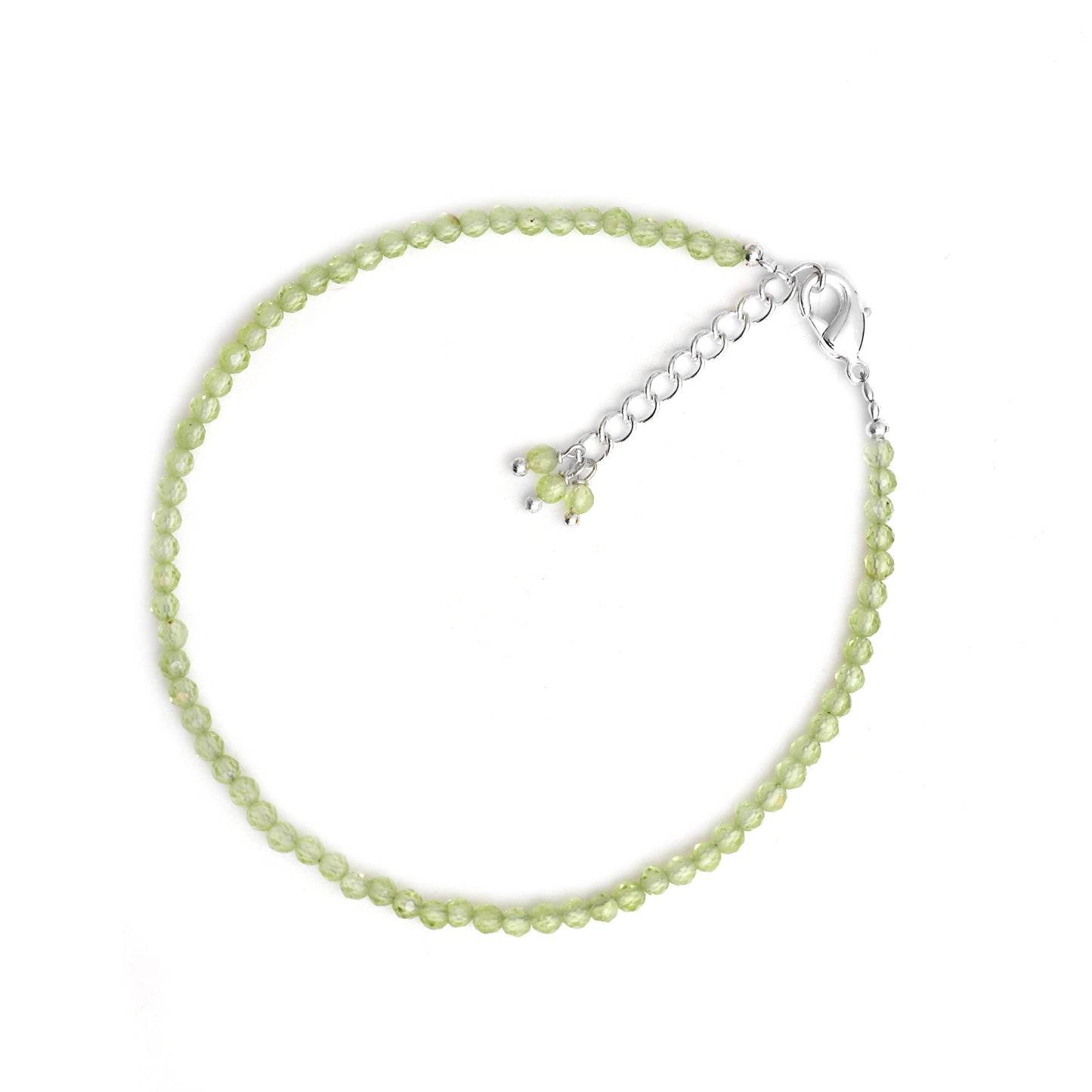 Gempires Peridot Bracelet for Women | Dainty Gemstone Beaded Bracelet 2.5 mm | Handmade Minimalist Stacking Bracelet | Adjustable Lightweight Everyday Jewelry | August Birthstone Gift for Her