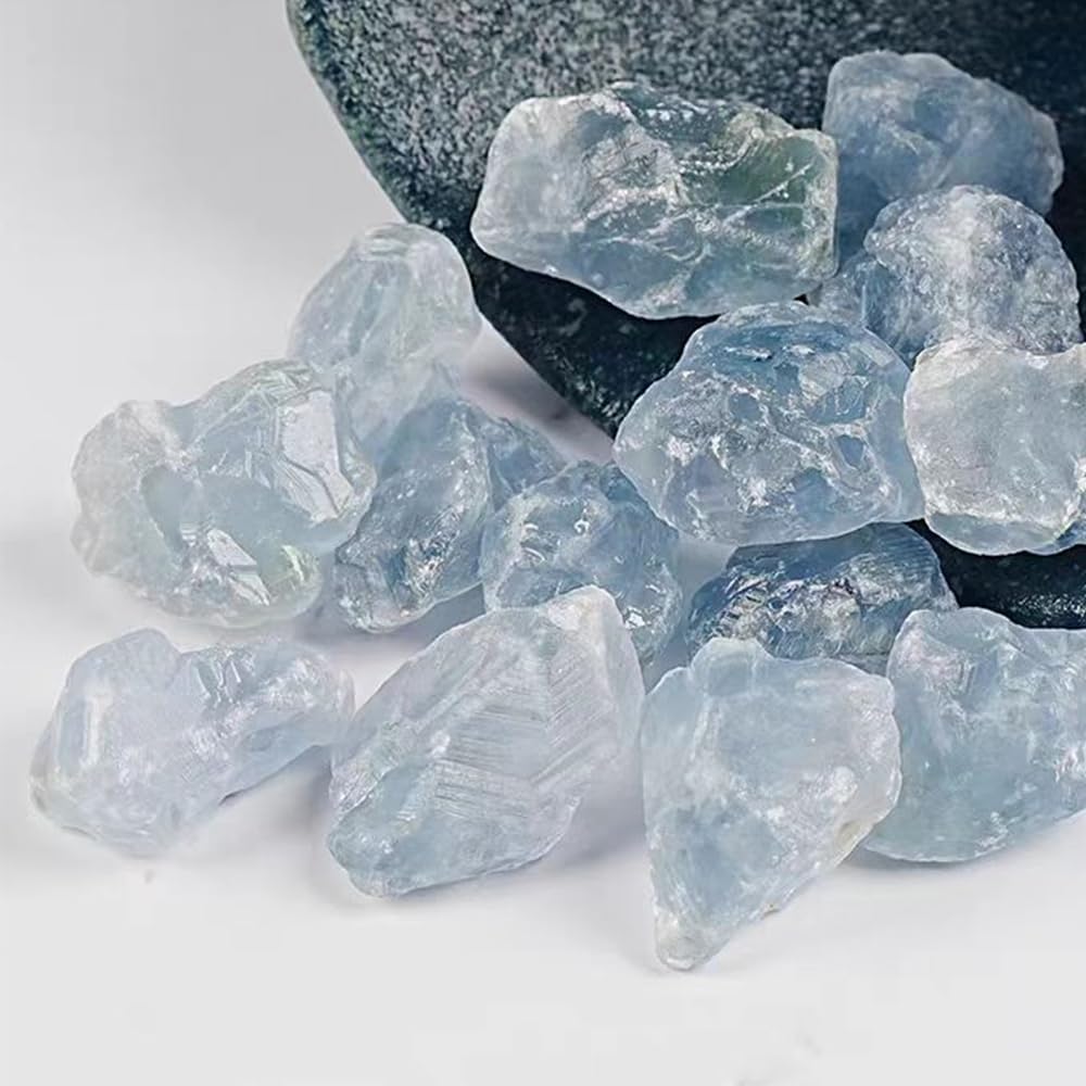 2PCS Natural Raw Stone Healing Crystals Bulk Healing Gemstones for Reiki Tumbling Fountain Rocks Meditation Garden Home Decor (Blue Celestite)