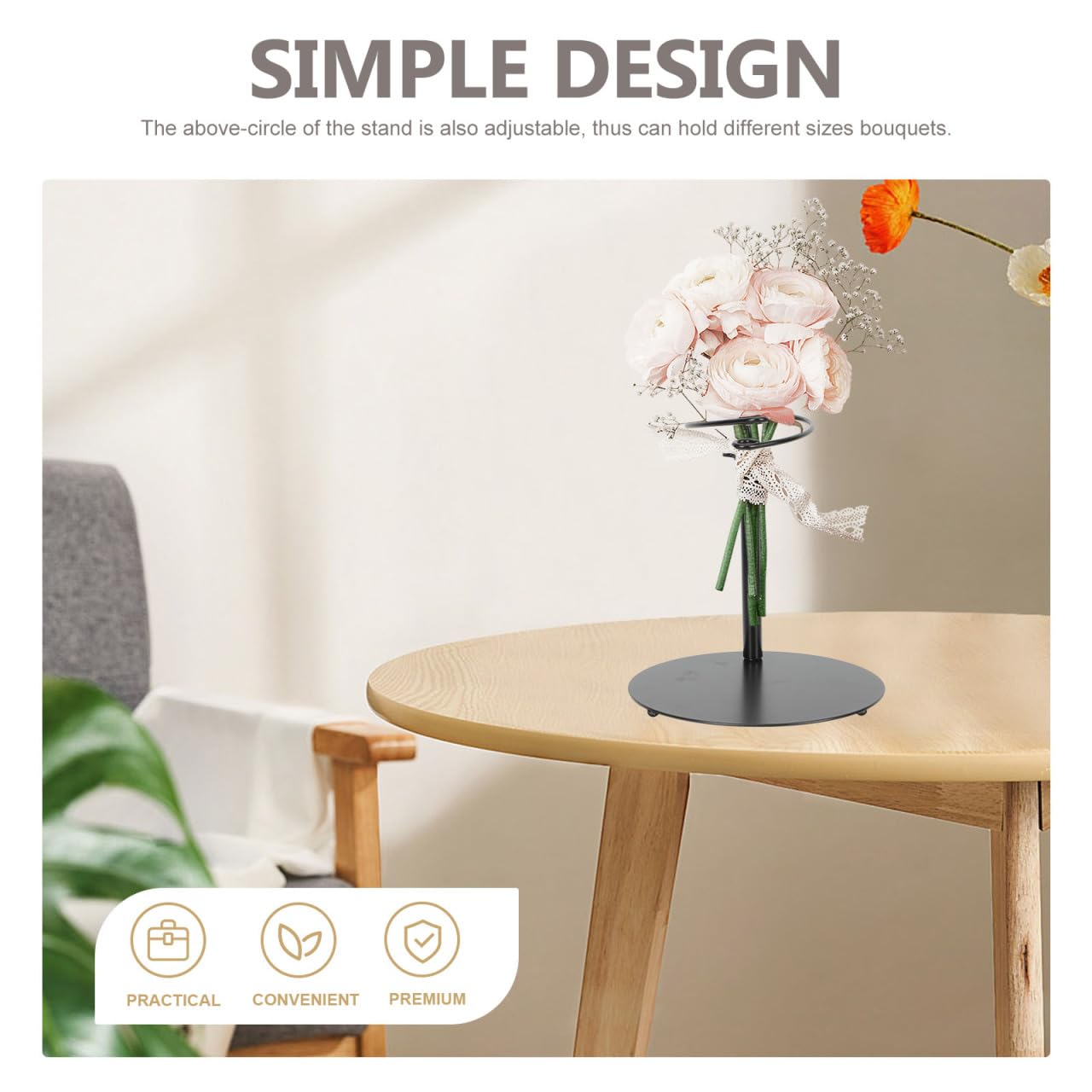 BESPORTBLE Bouquet Display Stand Bouquet Holder Action Figure Stand Rose Shelf Support Adjustable Desktop Fixator for Flower Store Wedding Floral Arrangement