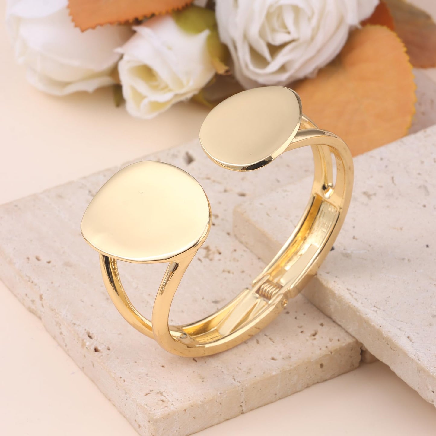 CASDAN Chunky Gold Bangle Bracelets for Women Dainty Twist Hinged Cuff Stackable Bangles Set Trendy Statement Bracelet Stack Fashion Jewelry Gifts