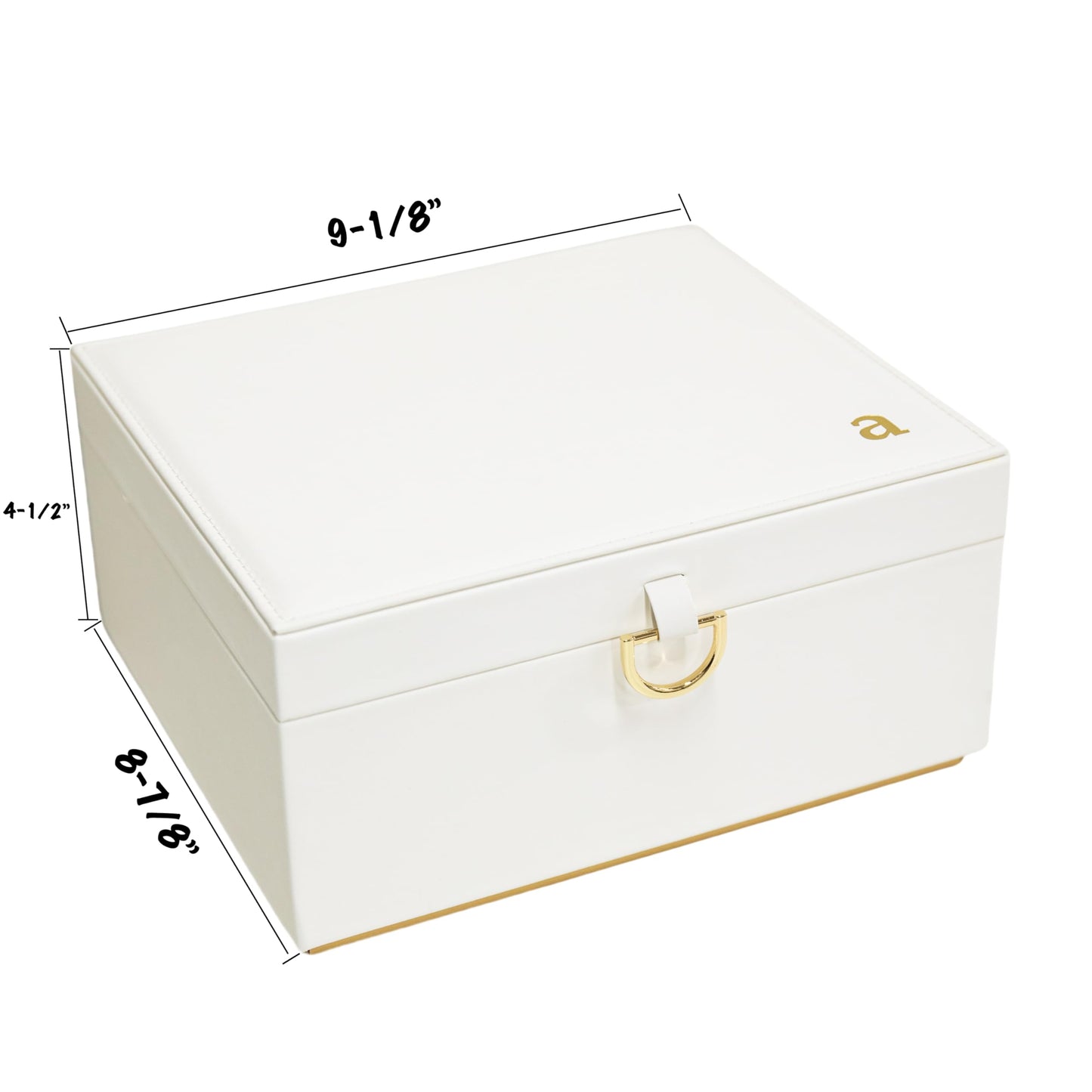 COLLECTIVE HOME - Monogram Jewelry Box with Mirror, Custom Gold Letter Engraving, Elegant Jewelry Organizer with Removable Tray, Gift for Mother’s Day, Girlfriend, Birthday (m)