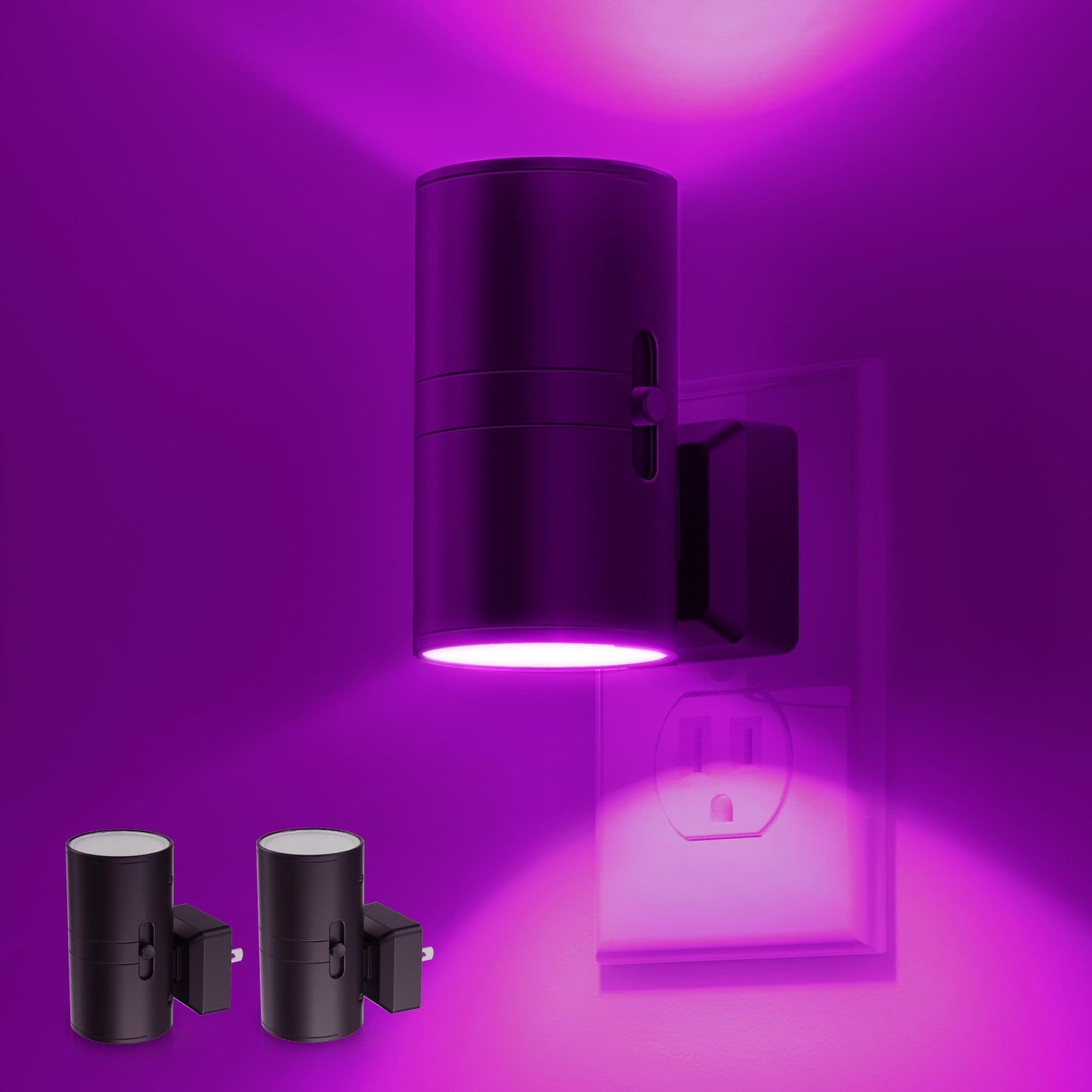 L LOHAS LED Purple Night Light, Purple Lights, Night Lights Plug into Wall with Light Sensor, 0-100LM Dimmable Night Lights Decorative for Christmas Halloween Holiday, Home Decor, Party Decor, 2 Pack