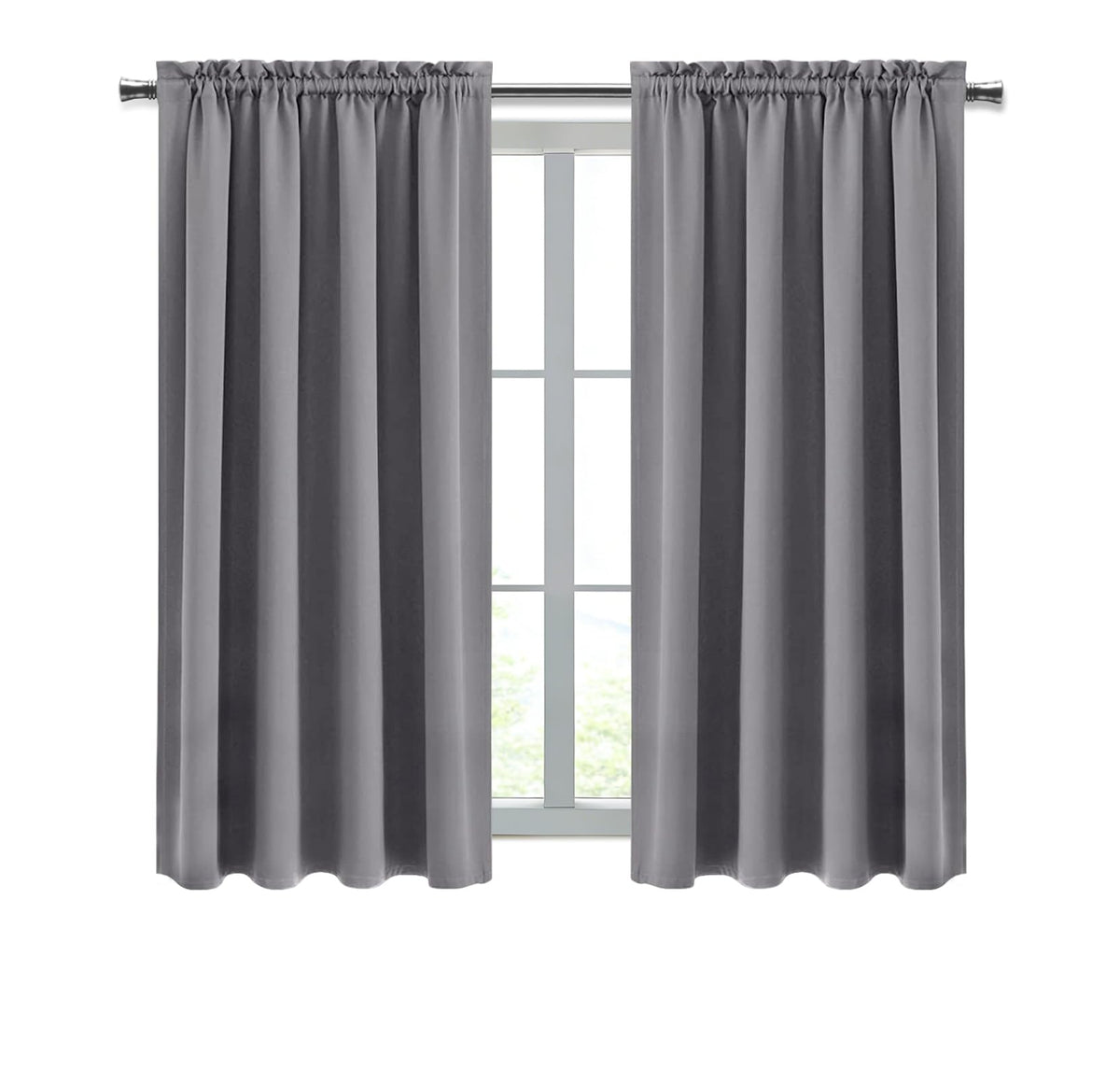 Blackout Curtains for Bedroom Living Room 52 x 45 Inch Long Grey (2 Count)