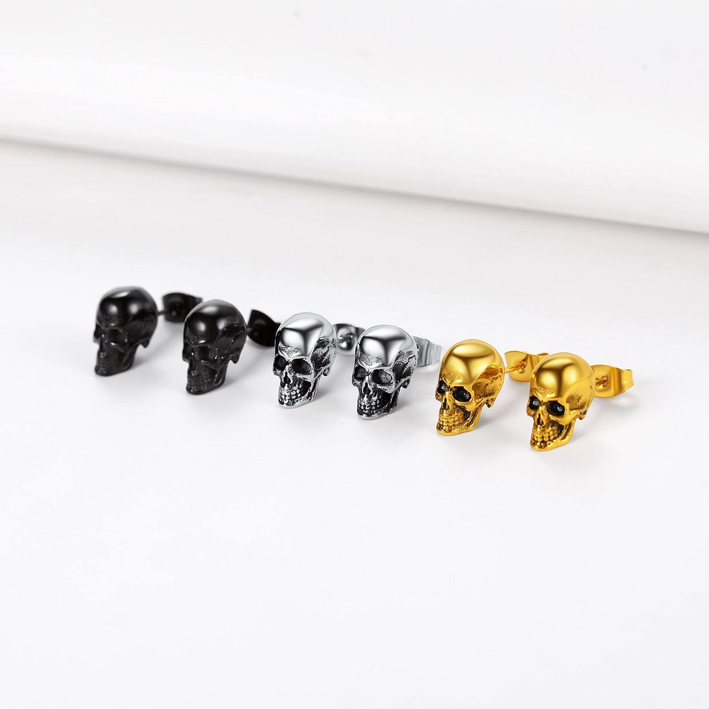 Stainless Steel Skull Stud Earrings for Men Women Punk Rock Ear Piercing Earring Halloween Jewelry