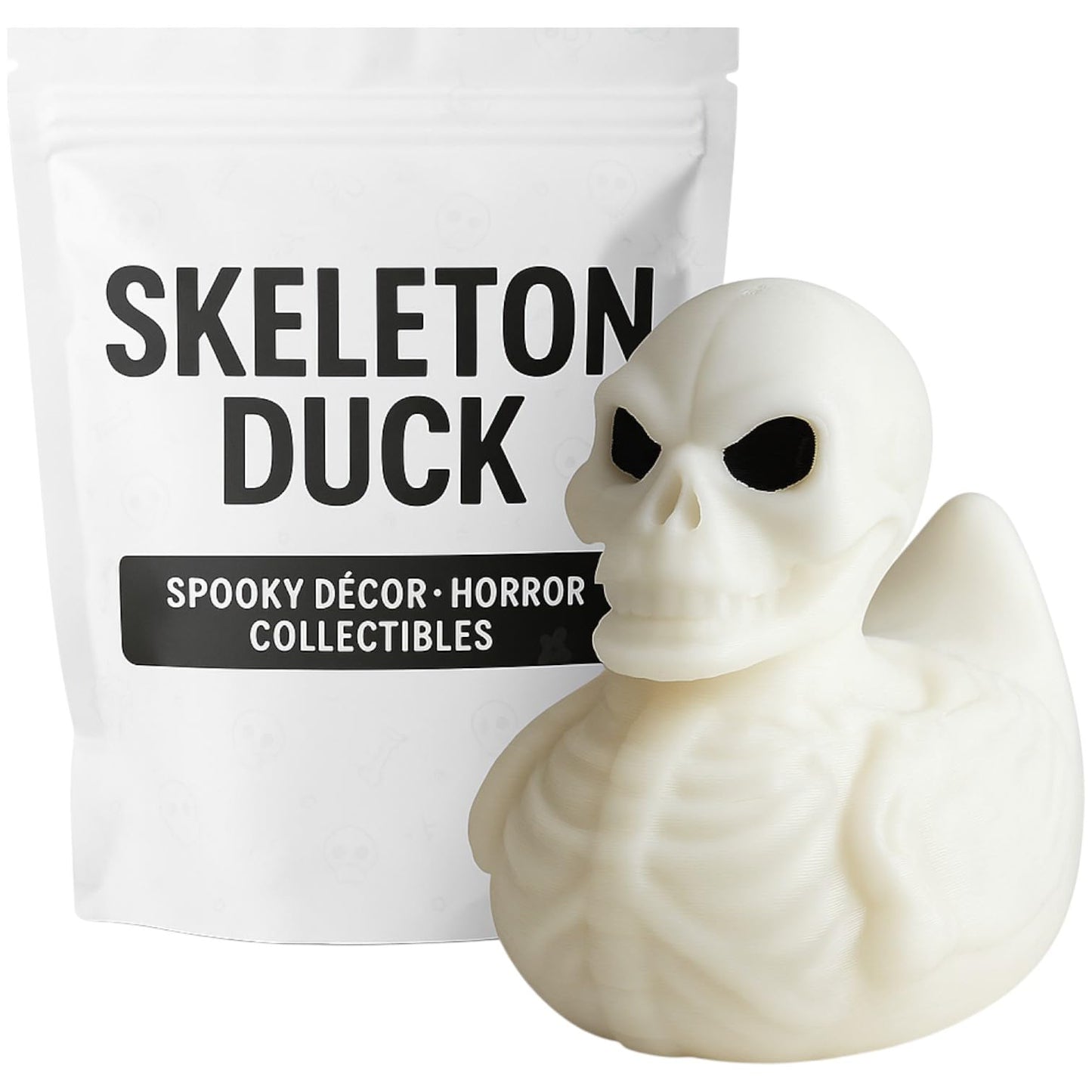 Skeleton Duck Collectible Figurine - Striking Gothic Desk Decor for Unique and Spooky Shelf Display - 3D Printed in Canada