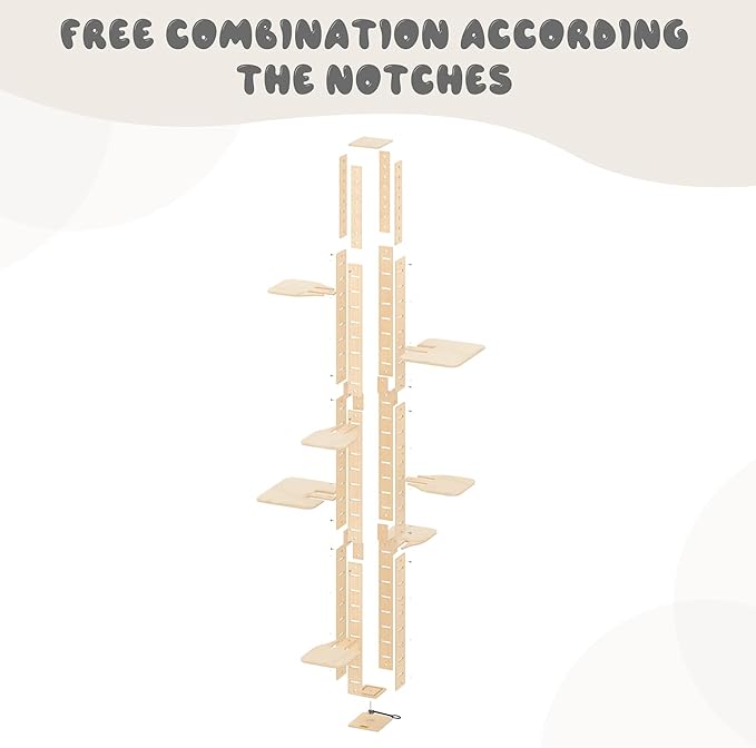 COZIWOW Floor to Ceiling Cat Tree Tower for Indoor Cats, Adjustable Height