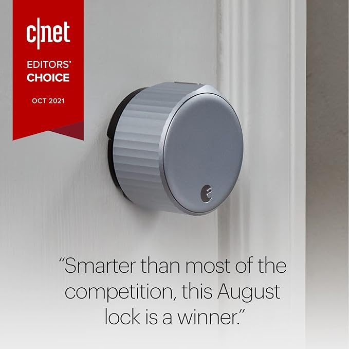 August Home, Silver Wi-Fi Connected Smart Keyless Entry Door Lock, Electronic Door Lock Fits Your Existing Deadbolt in Minutes, AUG-SL05-M01-S01