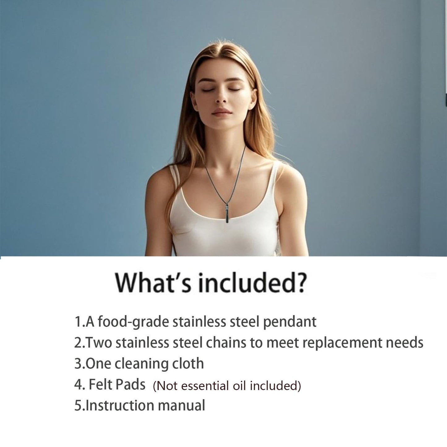 phaxud Stainless Steel Mindfulness Breathing Necklace for Anxiety Original Upgrades Quit Smoking Necklace with Essential Oil Diffuser Multifunctional Jewelry (D)