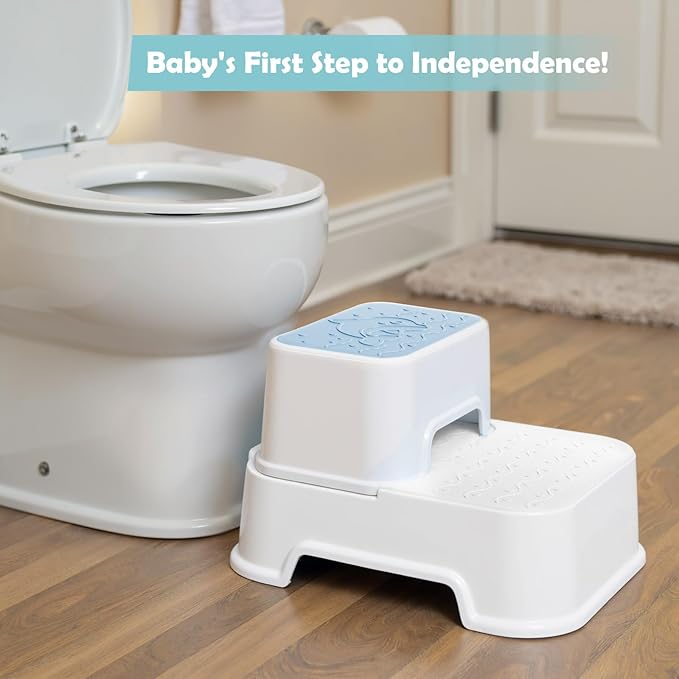 2-Step Stool for Kids - Toddler Anti-Slip Step Stool for Bathroom Sink/Toilet Potty Training/Kitchen Counter, 10" Height, 220 lbs Capacity, Durable & Stable (2Packs Blue)