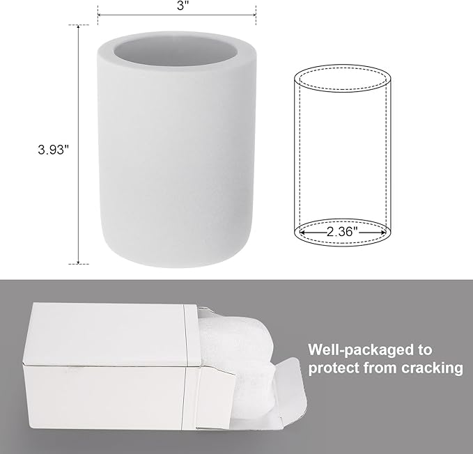 Diatomite Toothbrush Holder, BOJDOPIE Water Absorption Quick Drying Bathroom Countertop Organizer, Stand Cup for Toothpaste Makeup Brushes Razors (Light Grey)