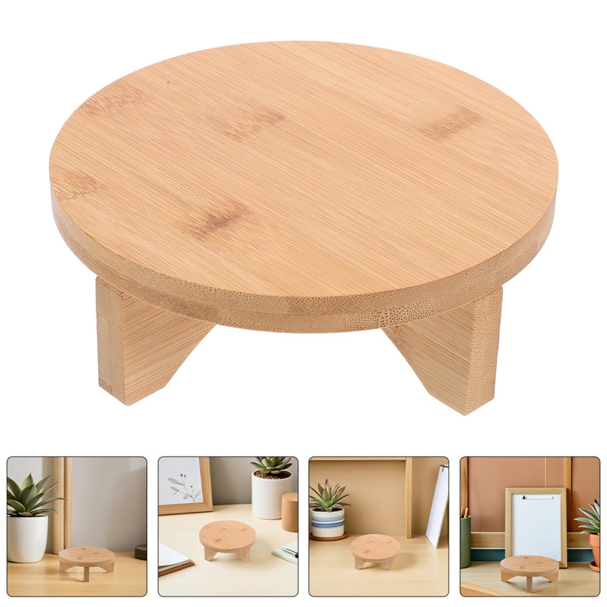 Sewroro Plant Stand Pedestal Riser 11.4-inch round Wooden Flower Pot Display Base Indoor Decorative Flower Stand for Tabletop Home Office