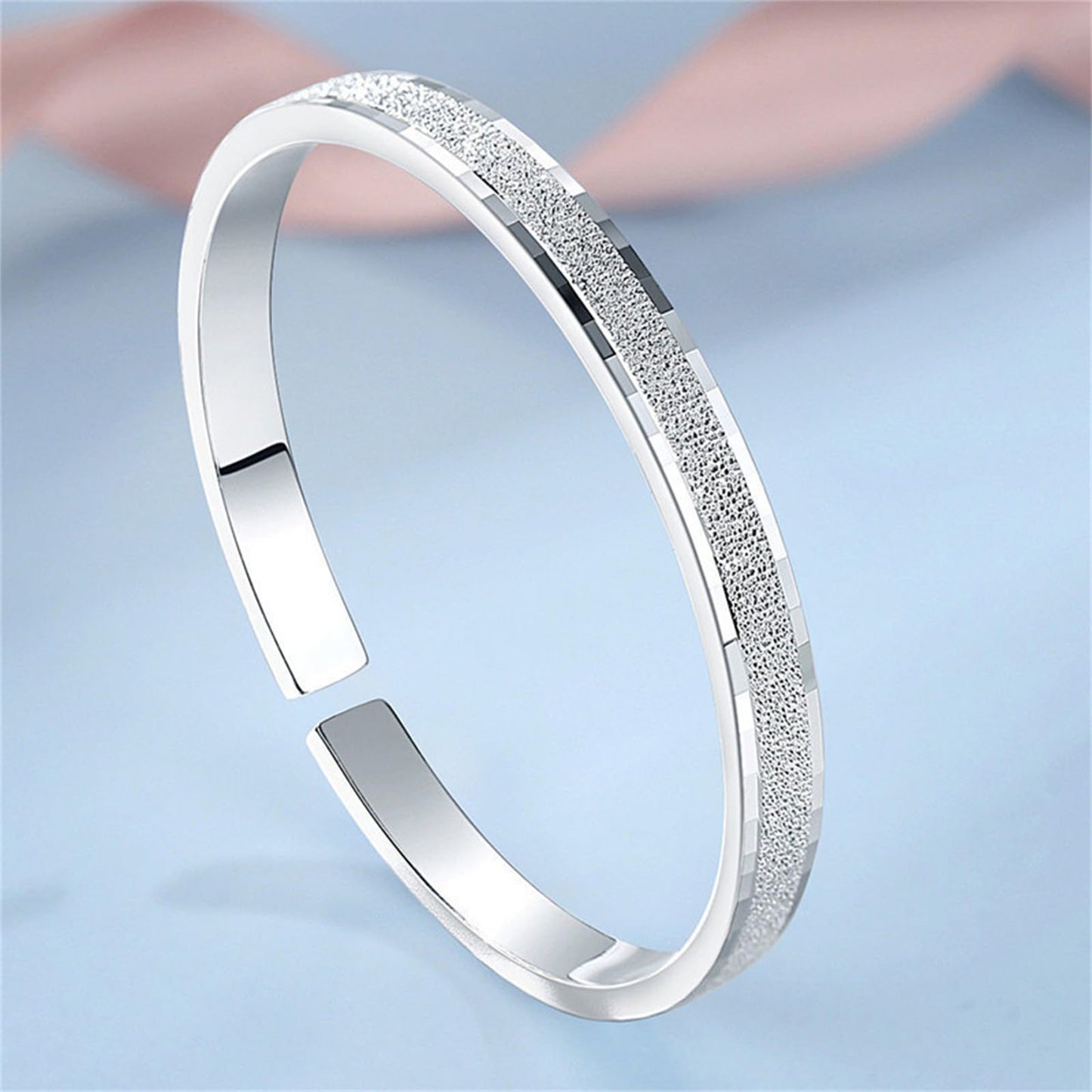 Handmade 925 Sterling Silver Bangle Bracelets For Women Matte Hammered Bangle Bracelets High-Polish Wide Bangles Open Adjustable Bangle Bracelets For Women Minimalist Statement Bangle Christmas Gifts