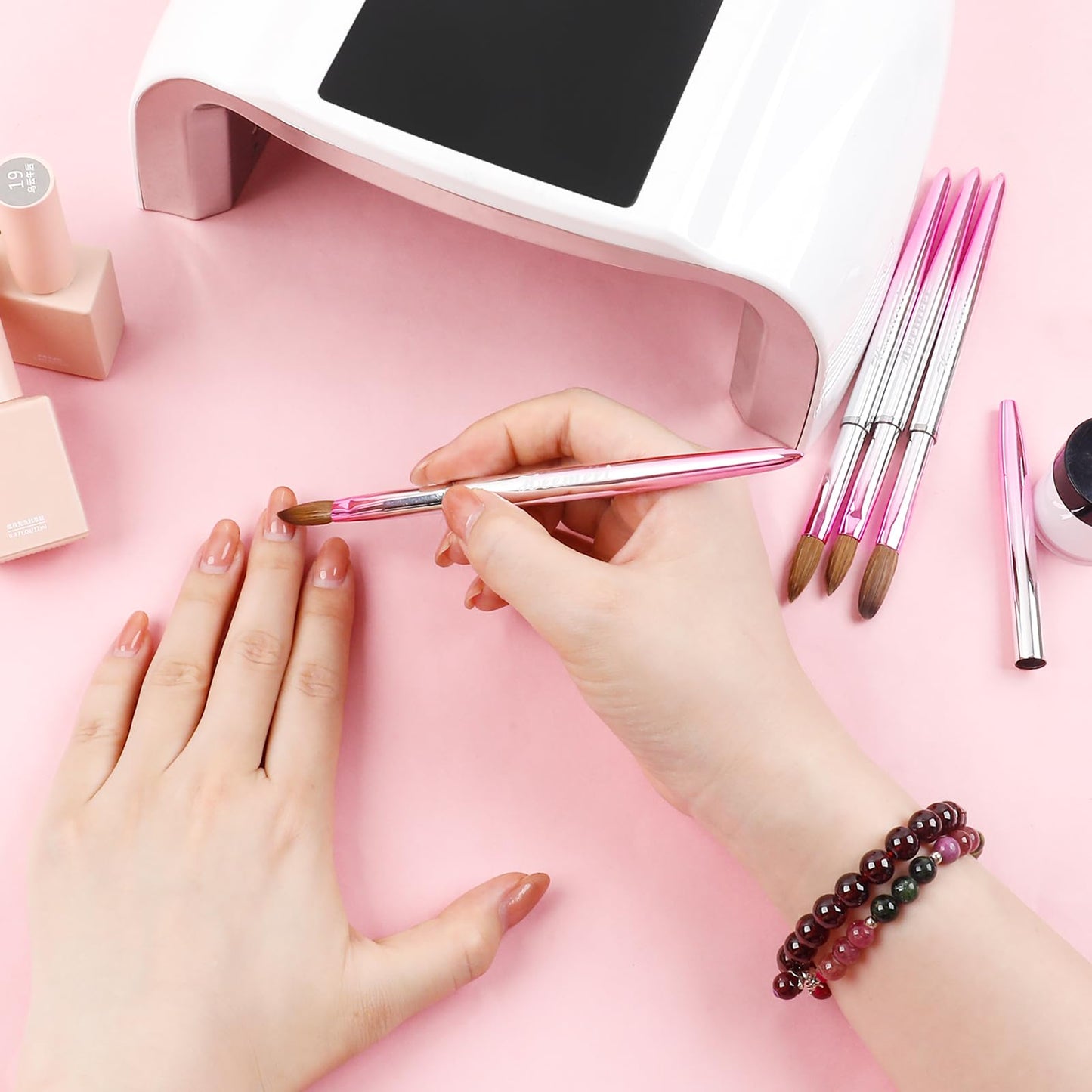 heemeei Acrylic Nail Brush Size 10, 100% Kolinsky Acrylic Brushes for Nails, Nail Brushes for Acrylic Application, Pinceles Para Uñas Acrílicas, Acrylic Powder Brush for Professional Manicure DIY