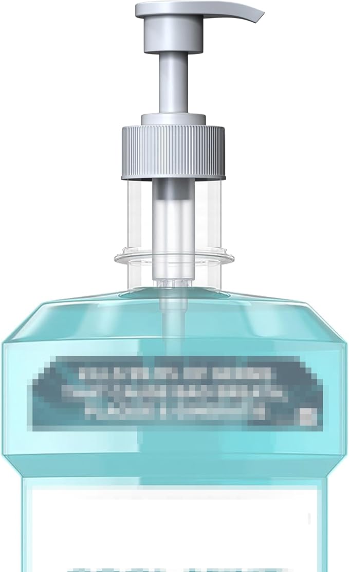 Compatible with Listerine Mouthwash Pump Dispenser for 1 and 1.5 Liter Bottles by kitchentoolz - Easy Dispensing and Mess Free - White Pump - 2 Pack