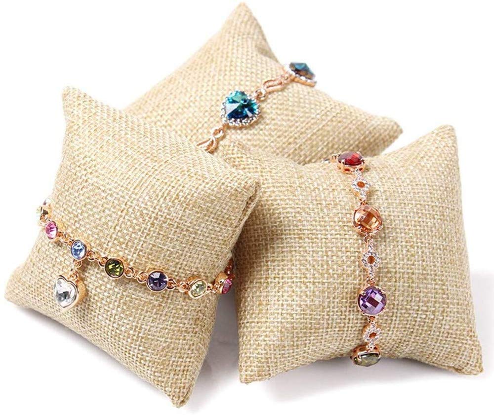 Colorsheng 10-pieces Small Linen Bracelet Watch Pillow Jewelry Displays