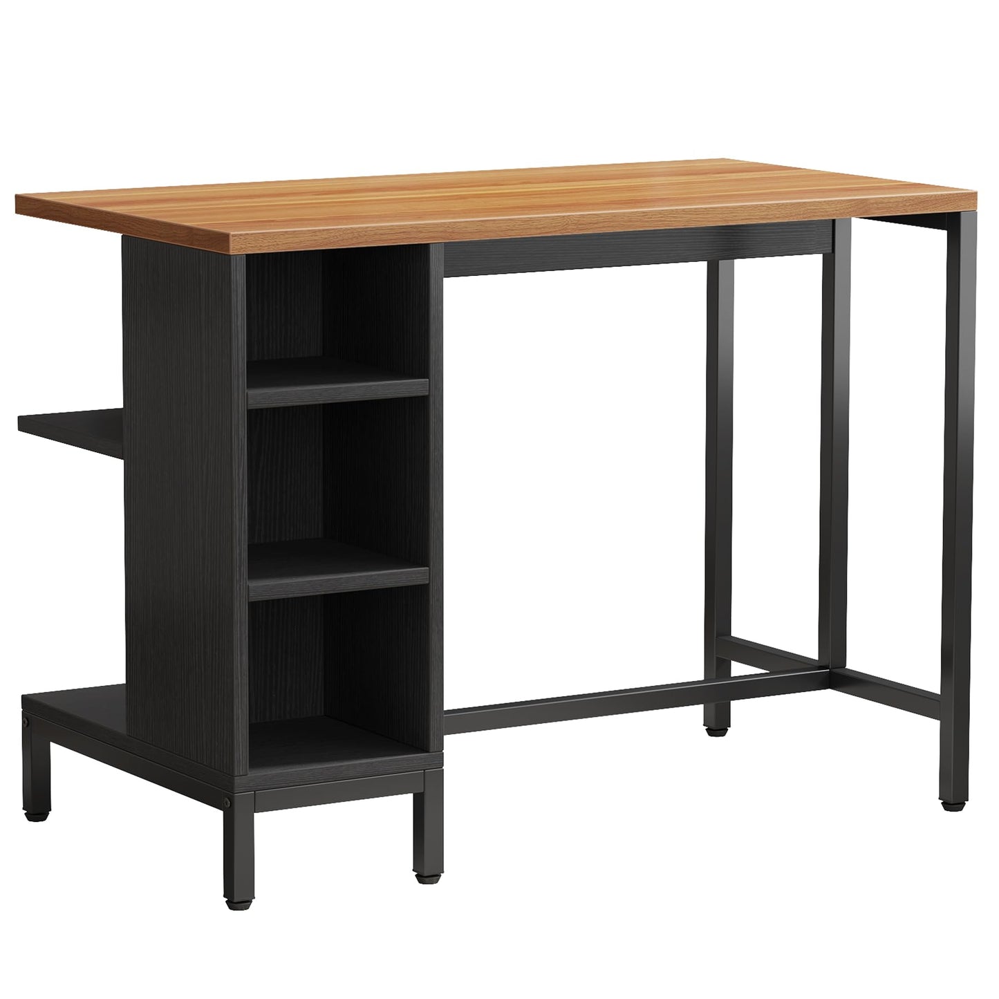 Tribesigns Kitchen Island, Kitchen Shelf Bar Table with 5 Open Storage Shelves and Large Worktop, Industrial Butcher Block Island (Stools Not Included)