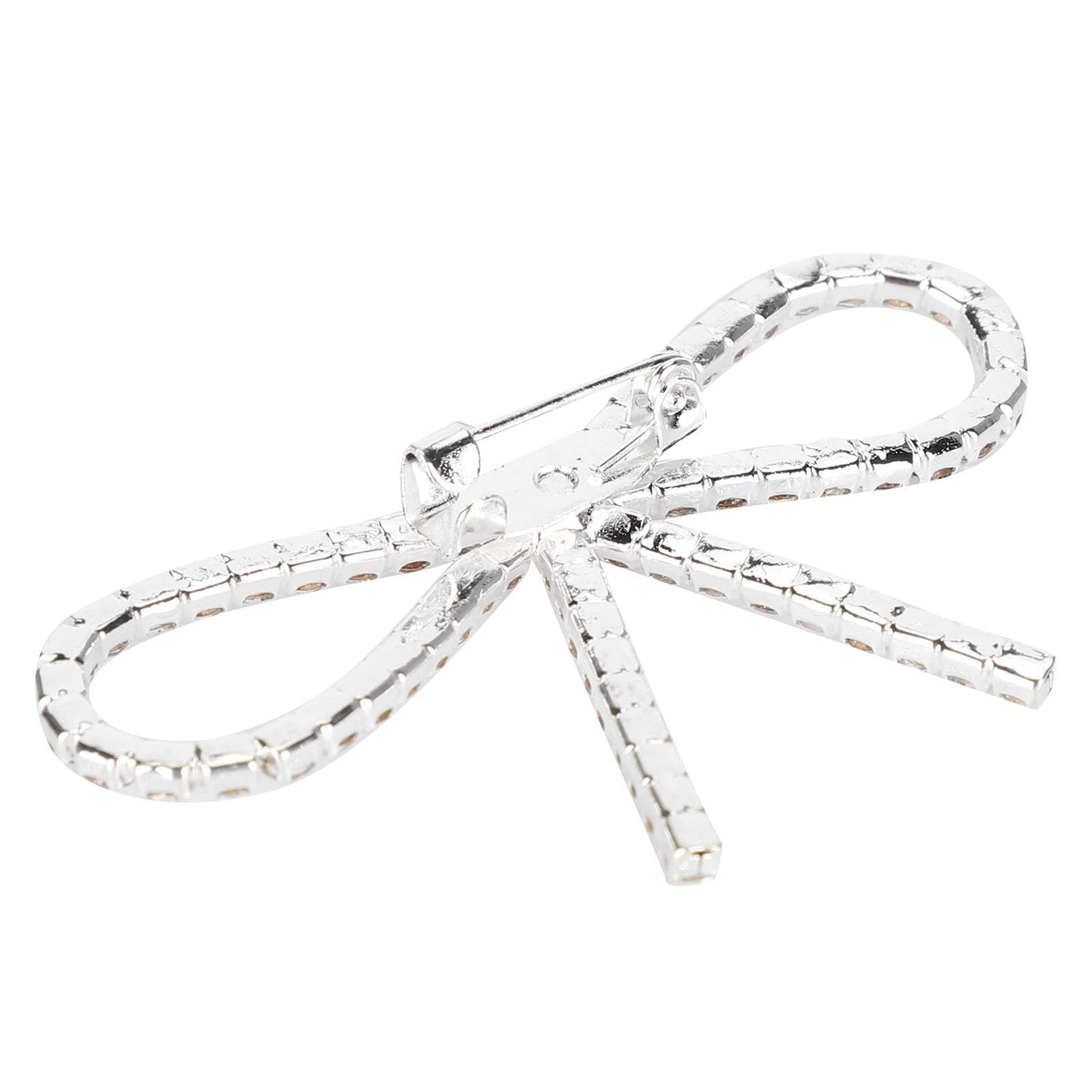 10Pcs Sliver Clear Rhinestone Crystal Bow Brooches Pins Set DIY Wedding Bouquet Broaches Kit