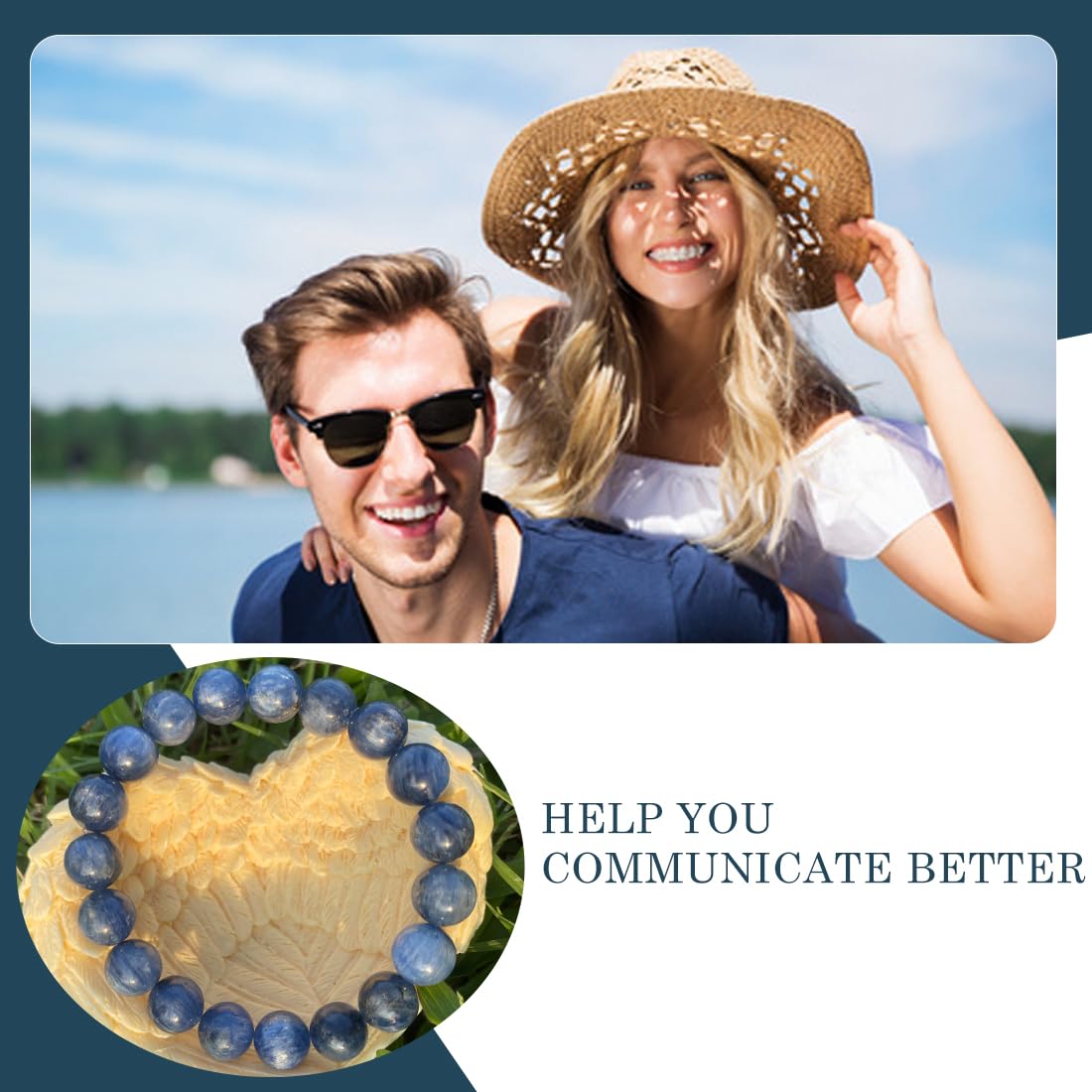 OwizJade Kyanite Bracelet 8MM for Women Men Beads | Control of Your Life - Fits for About 7" Wrist | Anxiety & Stress Relief | Absorb Negative Energy | Come With Box & Velvet Pouch & Beading Kit