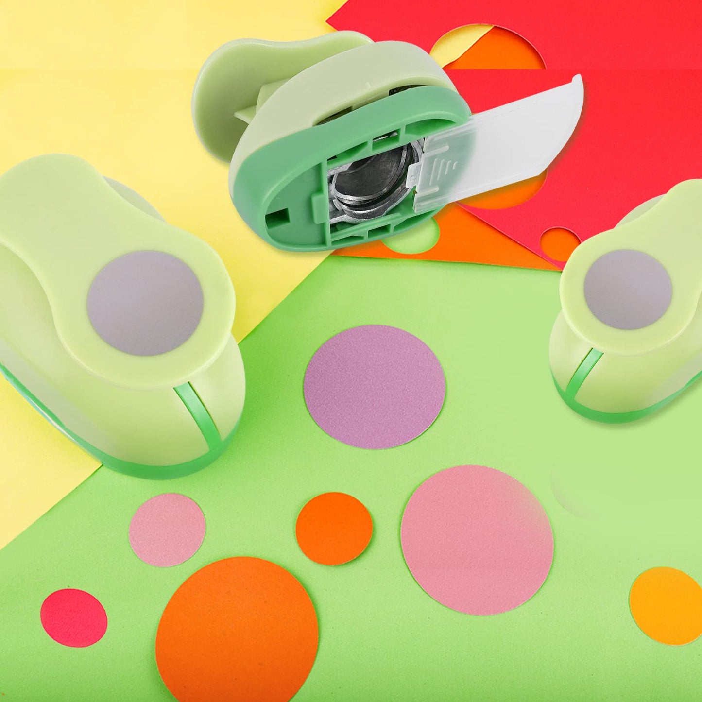 UCEC Circle Cutter, 3 Pcs Circle Punch, Craft Paper Hole Cutter for Crafting, 3/8 5/8 1 Inch Hole Punch for Paper Crafts