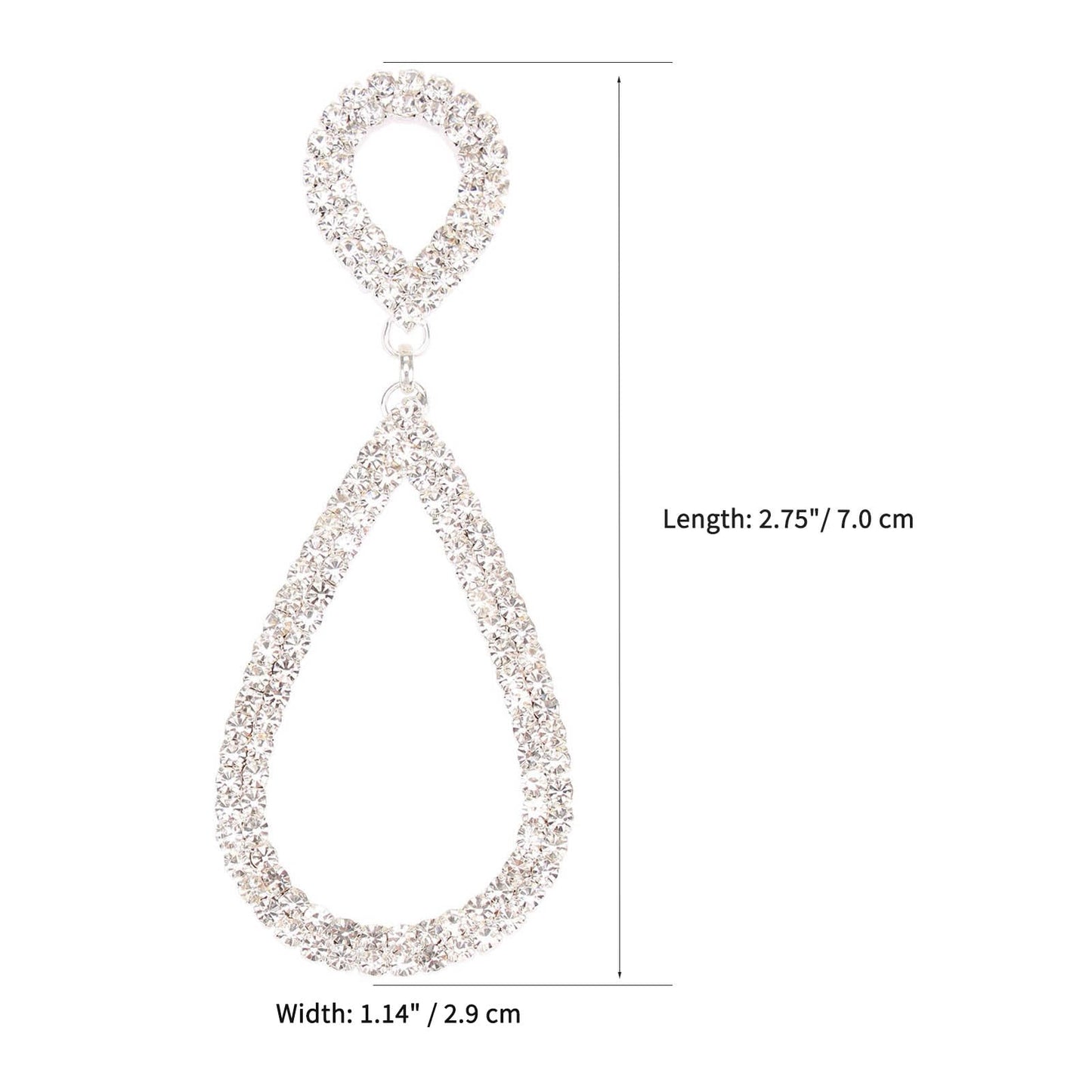 Legitta Rhinestone Teardrop Long Drop Earrings Cubic Zirconia Statement Geometric Dangle with Studs for Women Wedding Jewelry