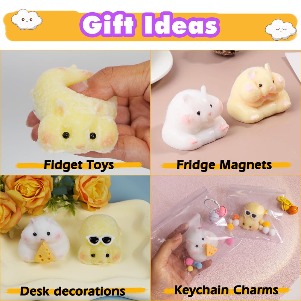 DIY Squishy Making Kit – 3 Molds for Hamster, Paw, & Animals, Complete Silicone Gel, Pigments & Crafting Tools for Keychains, Cake Toppers, and More