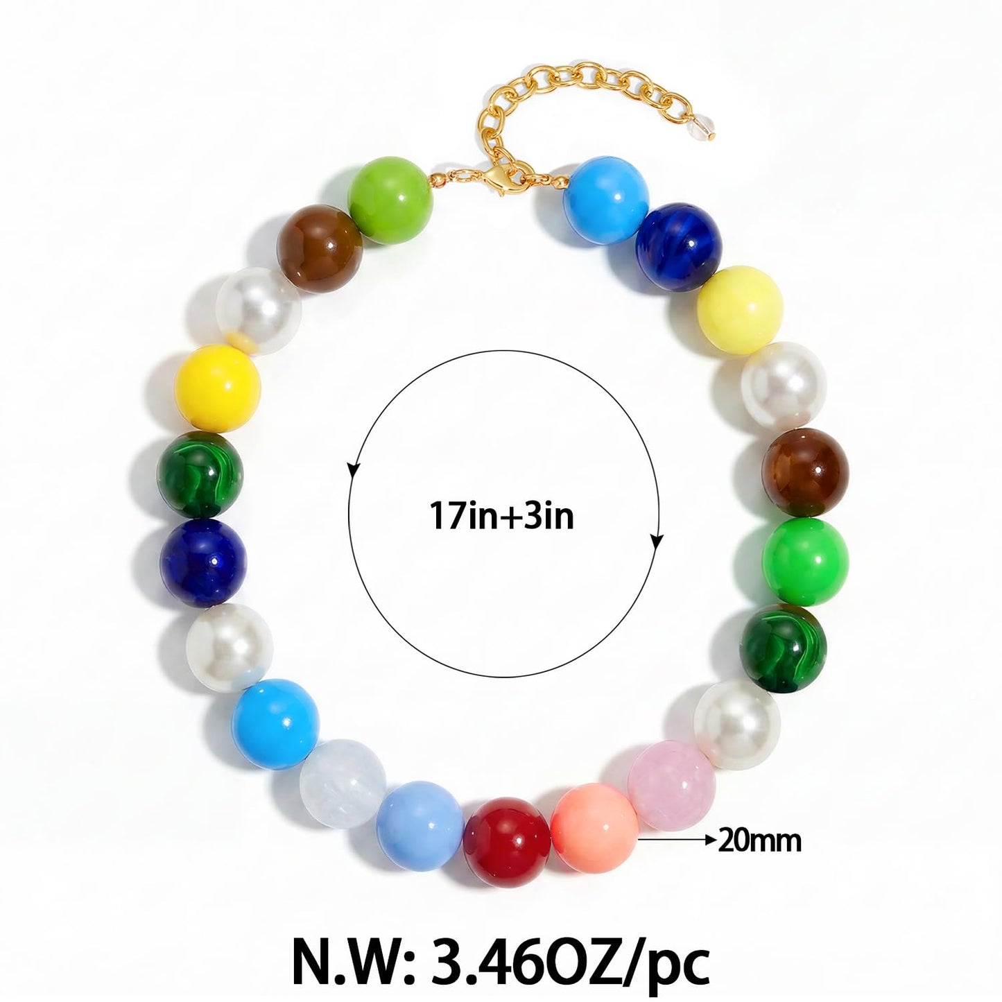 FAUTHENTICUTE Colorful Beaded Necklace for Women Chunky Bead Choker Statement Necklace Boho Summer Beach Jewelry Gift for Mothers Day