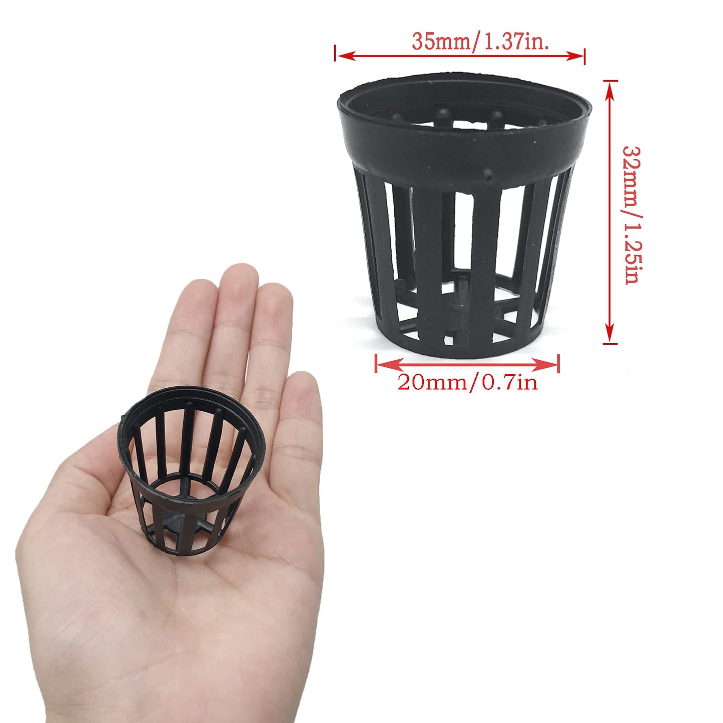 QINGSHENG 50pcs Plastic Aquatic Plant Planting Basket,Slotted Mesh Plant Pots,Round Pond Plant Basket,for Hydroponics(Black,Small Size