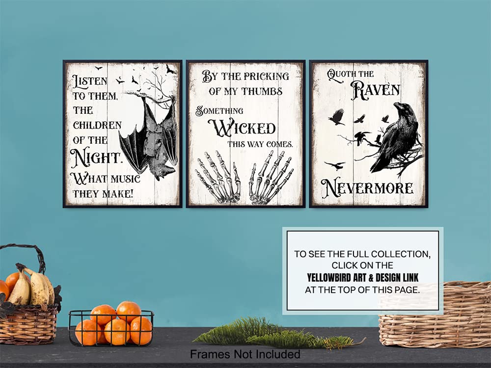 Gothic Edgar Allan Poe Decor - The Raven Wall Art - Dracula, Wicca, Vampire Bat, Witch, Witchcraft, Black Magic Supplies - Classroom Decor - Wiccan Pagan Gift - Creepy Spooky Medieval Goth Poster