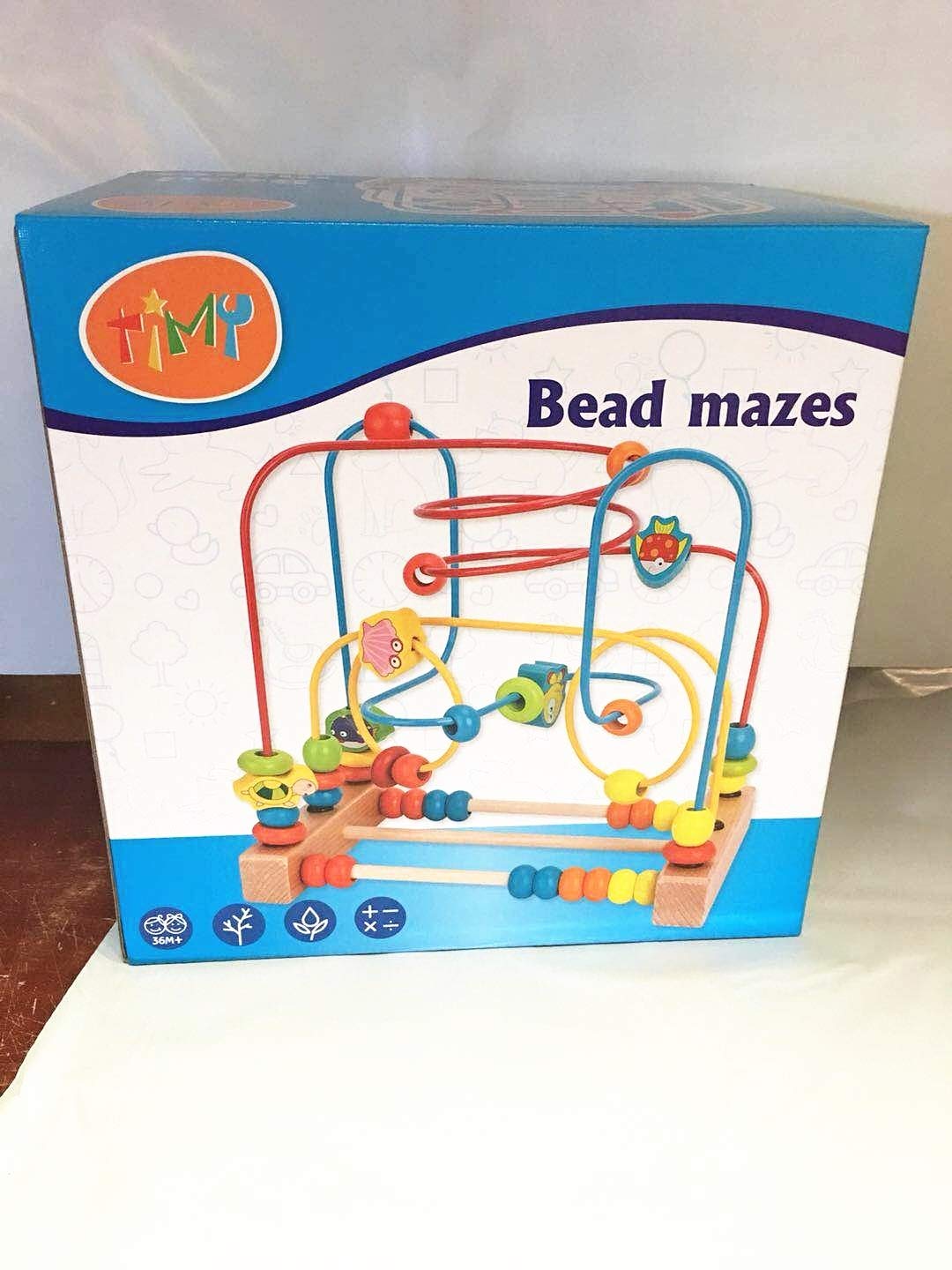 Timy First Bead Maze Roller Coaster Wooden Educational Circle Toy for Toddlers
