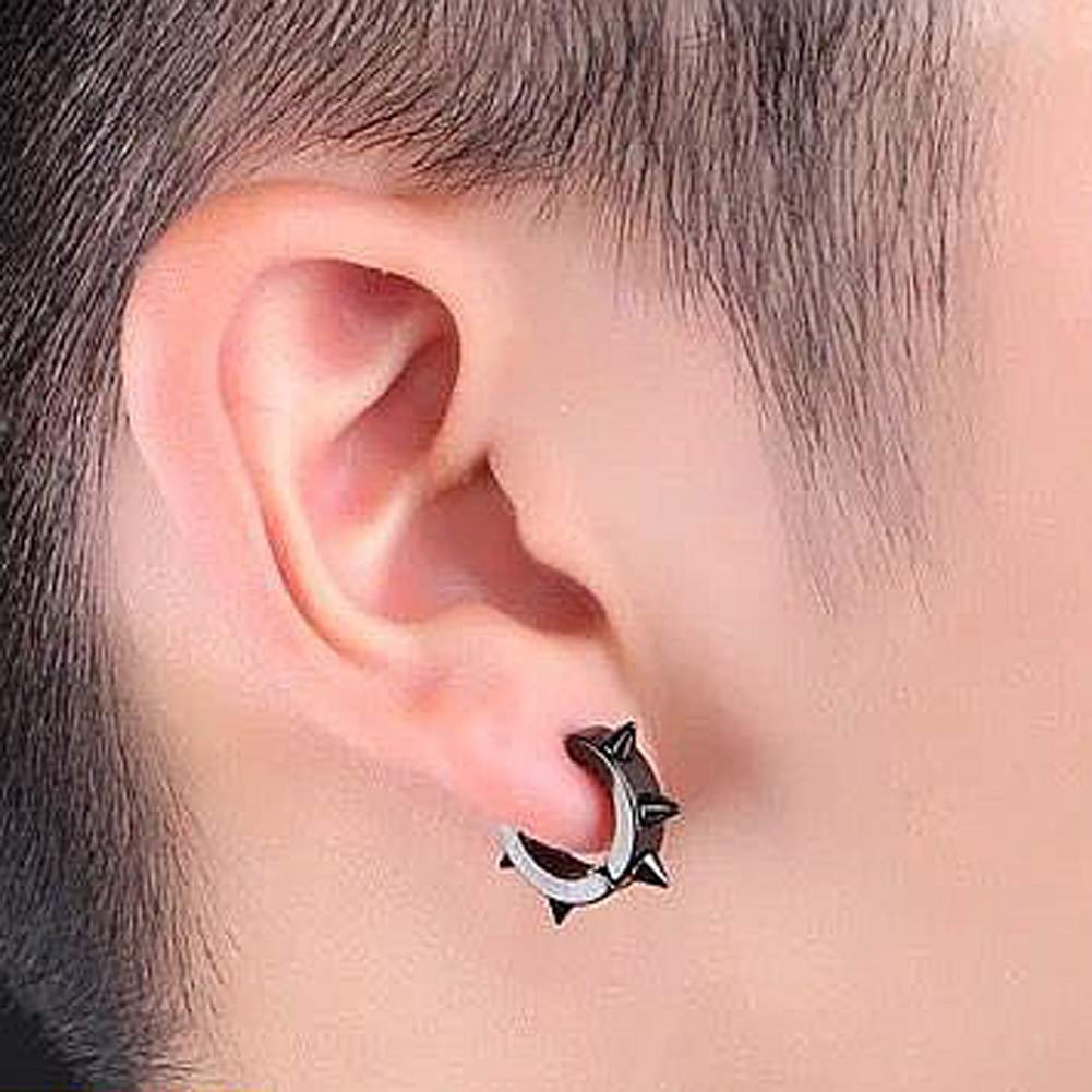Xusamss Punk Jewelry Stainless Steel Spike Rivet Ear Clip Earrings