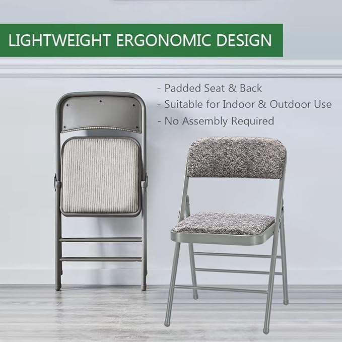 Amazing for less Pack of 2 (Fabric/Vinyl) Steel Frame Metal Foam Padded Folding Chairs (Black, Gray, White)