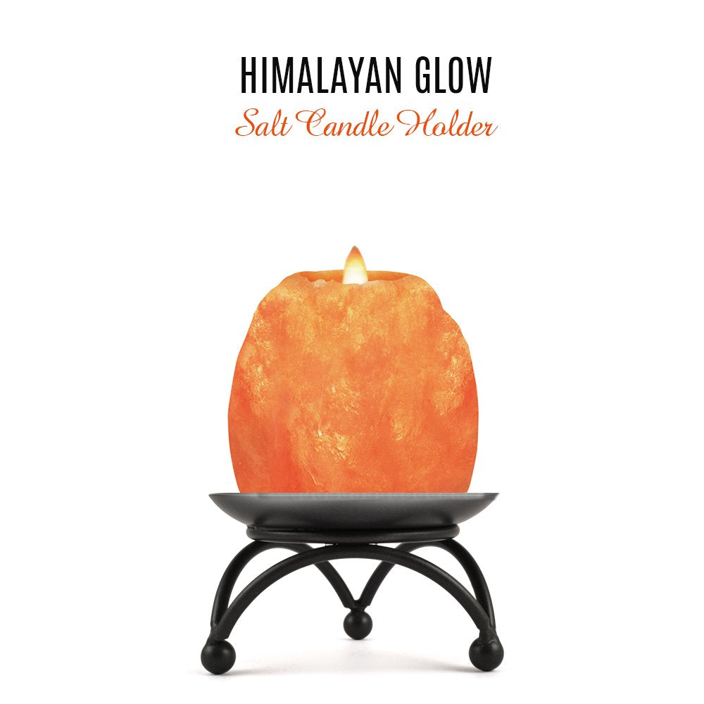 Himalayan Glow Hand Carved Himalayan Salt Candle Holders, Home Decor Item Great as a Night Light (Pack of 2)