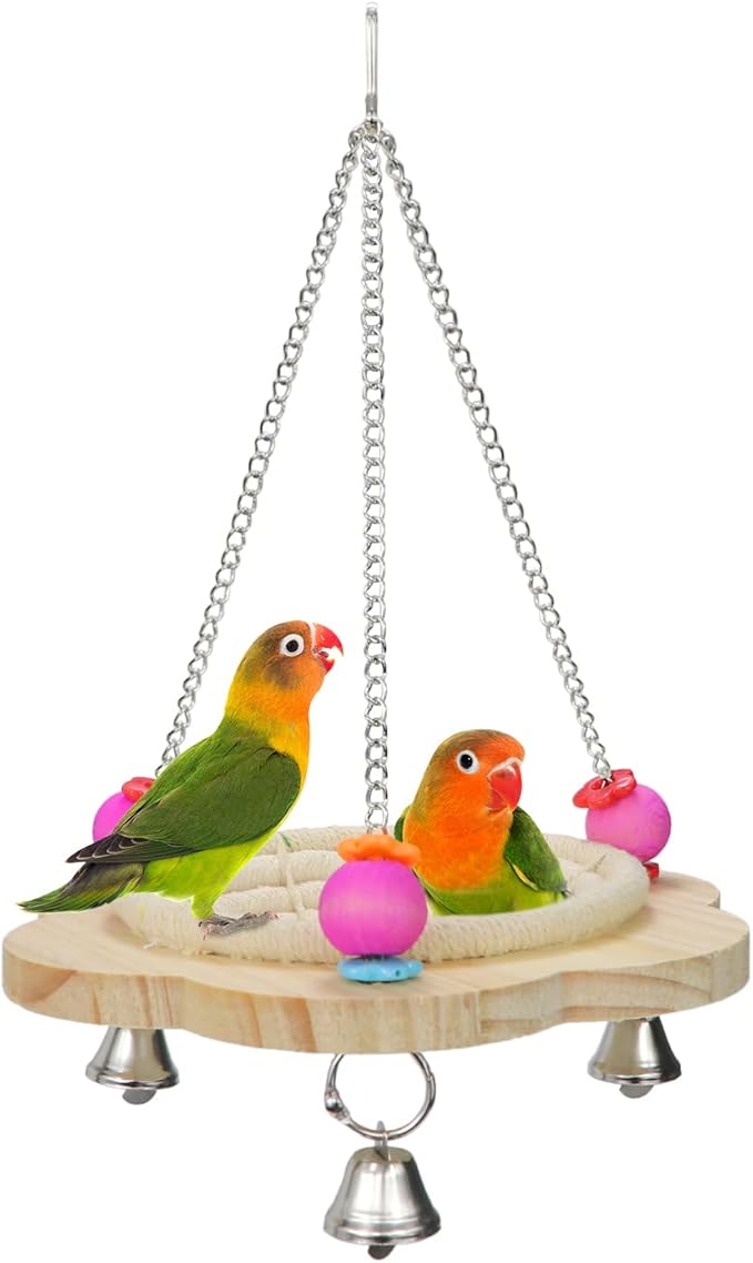 Wontee Bird Nest Parrot Breeding Nest Bed Bird Hanging Swing for Budgies Parakeets Conures Cockatiels Caique Senegal Parrot (Hemp Rope)