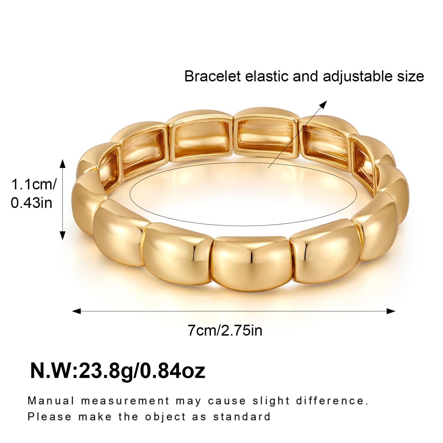 FAMARINE Bracelets for Women, Stretchable Bracelet Minimalist Stretch Stack Adjustable Bangles