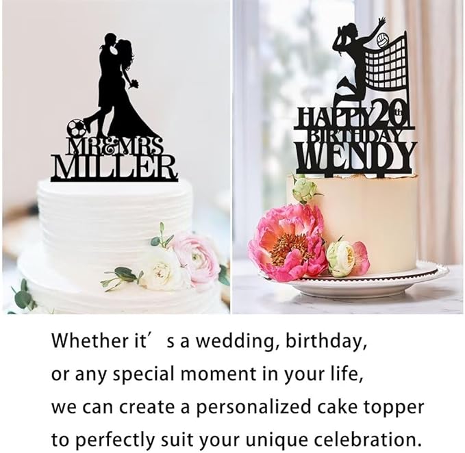 Basketball Wedding Cake Topper Sports Couple Acrylic Celebration Bride And Groom Party Decoration Basketball Player Silhouette Event Sign Personalized Names Unique Gifts