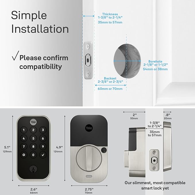 Yale Assure Lock 2 Touch Deadbolt, Black Suede Smart Entry Door Lock with Z-Wave (ZW3) Connected Touch Keypad and Fingerprint Scanner with Back-up Key, YRD410-F-ZW3-BSP