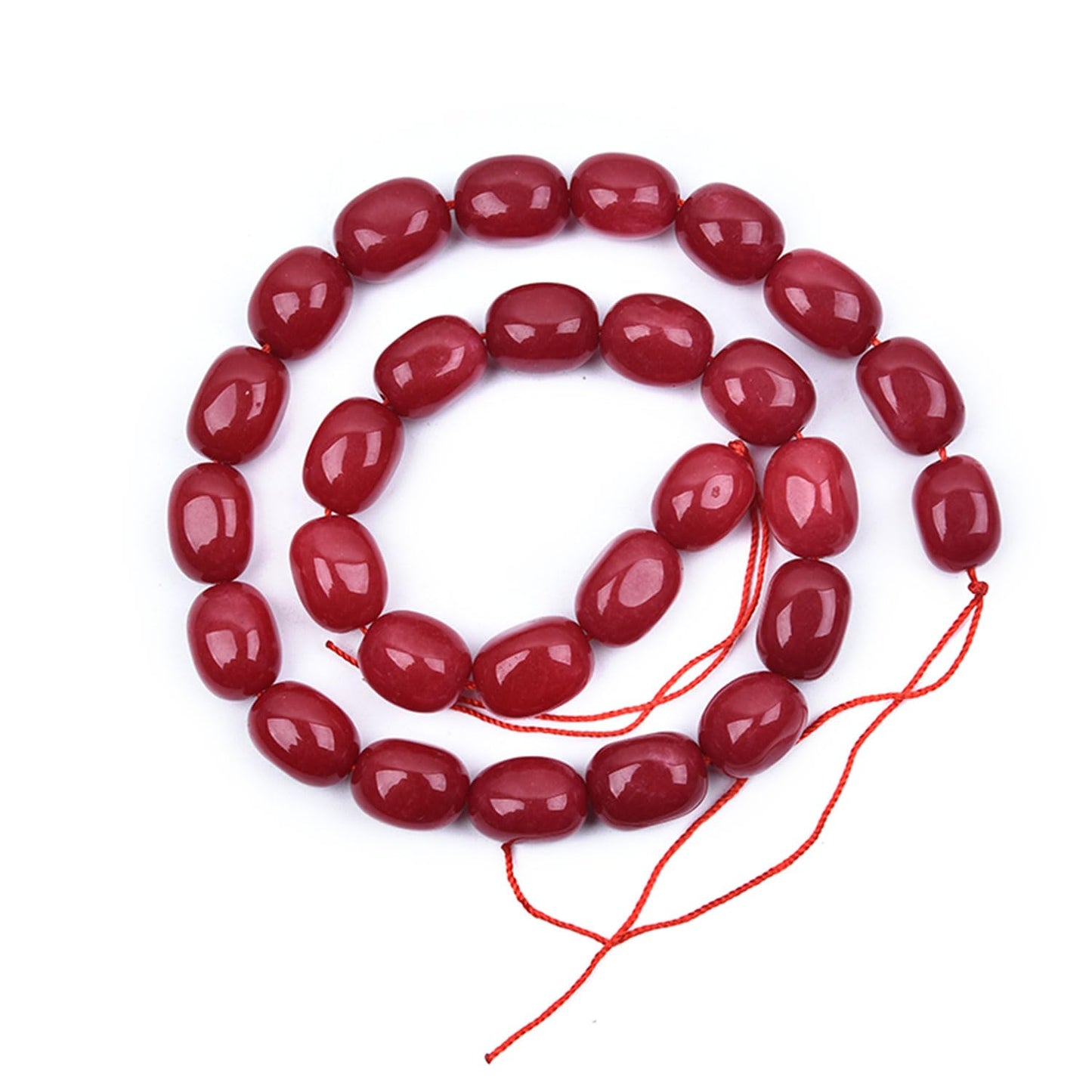 HAAMIIQII 10-16mm Red Jade Freeform Stone Spacer Beads, Loose Gemstone Beads for Jewelry Making, DIY Bracelet, Necklace, Healing Crystal 15 Inch (25pcs)