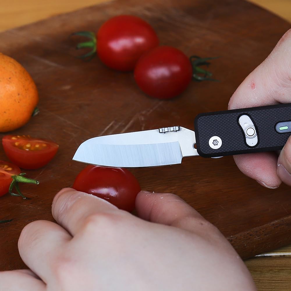 ROXON S504G Mini Flex Companion-7 in 1 Multitool EDC Pocket Knife with G10 Handle, Box Cutter, Short Sheepsfoot Blade, Short Scissors, Bottle & Can Opener, 4mm Bit, Tweezers and Toothpick