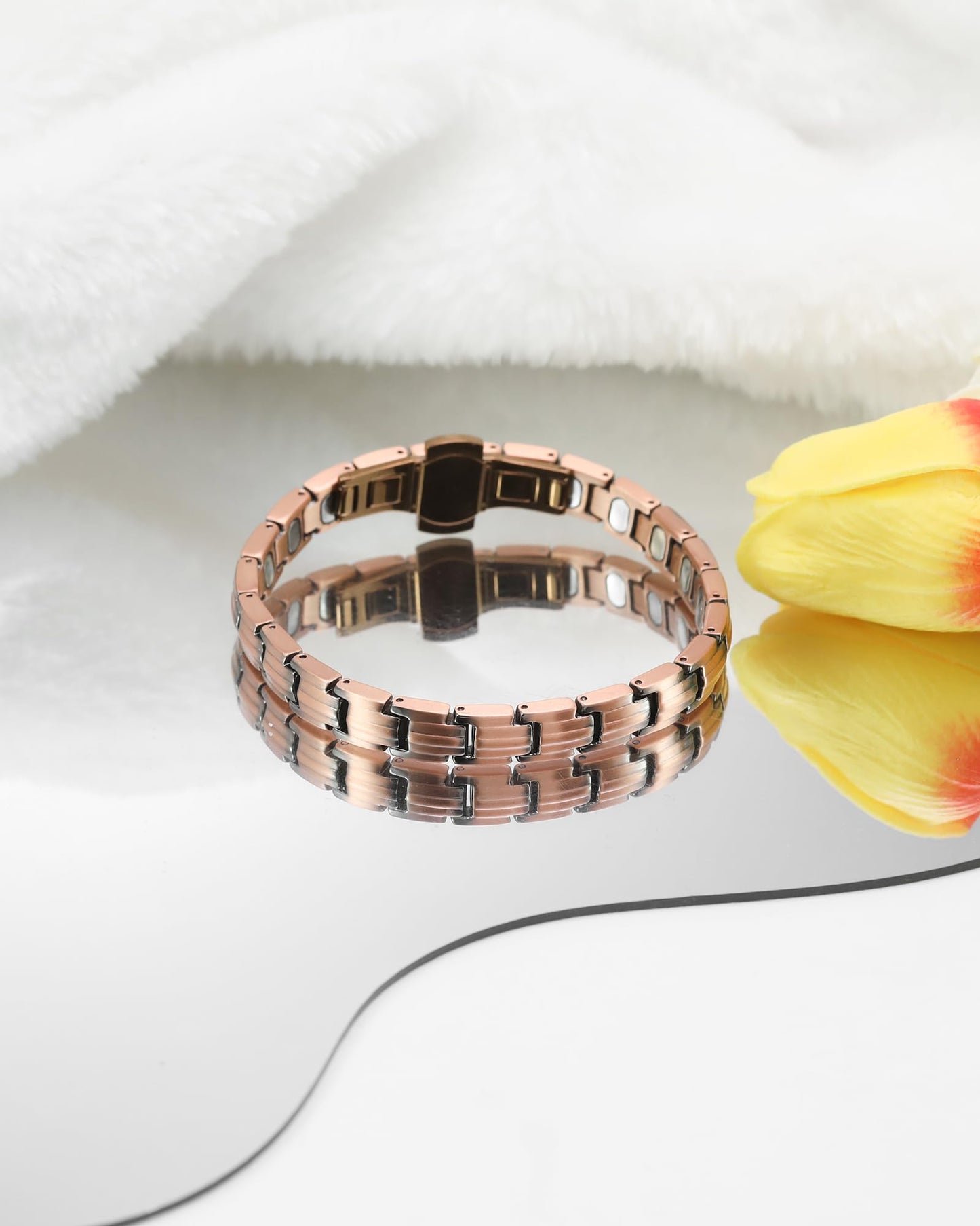 Jecanori 5X Strength Magnetic Copper Bracelet for Women —Updated 5,000 Gauss Ellipse Magnets — Premium Butterfly Clasp & Adjustable Length