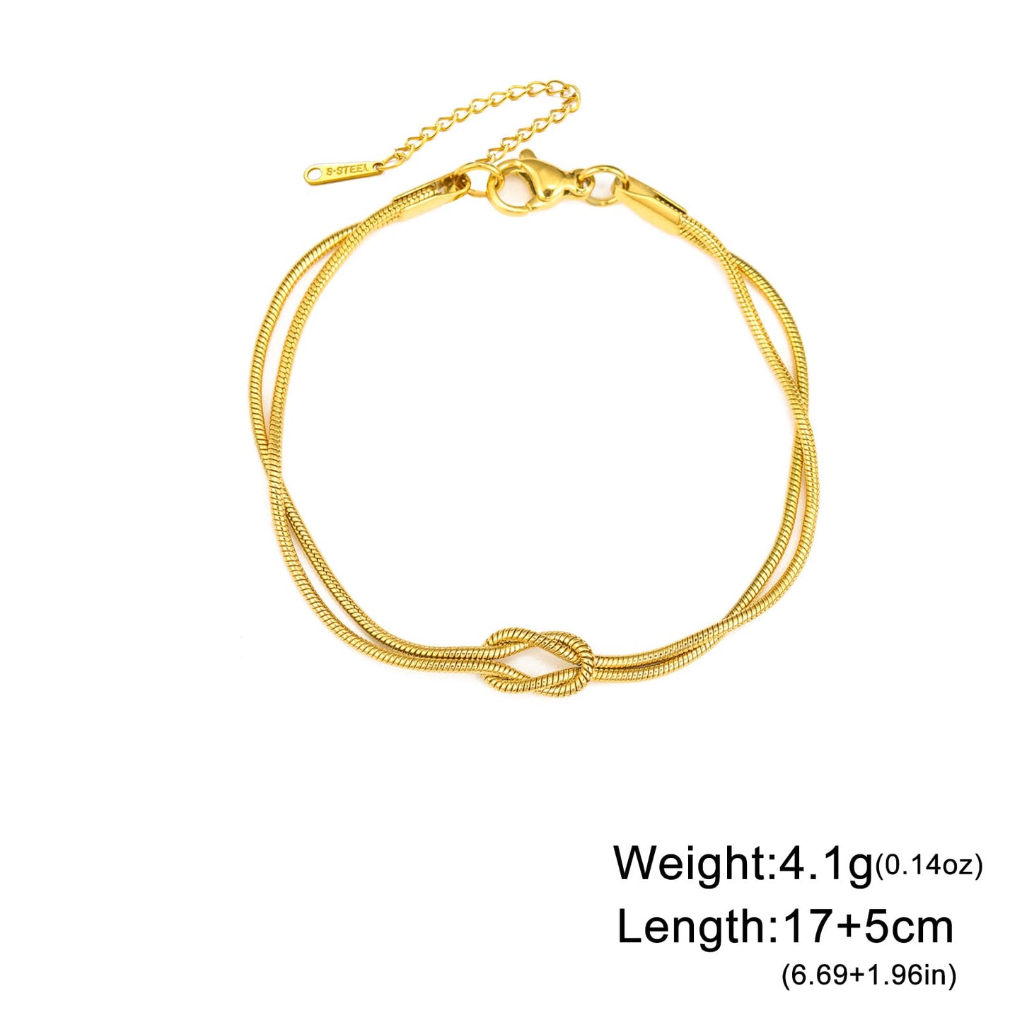 Amaxer Adjustable True Love's Knot Bracelet Stainless Steel Snake Chain Romantic Symbol Jewelry for Women Men (gold)