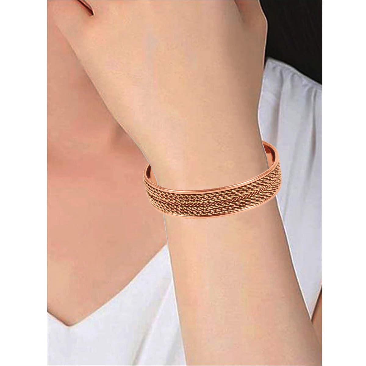 Touchstone copper bracelets | gift for men women |adjustable 100% pure solid real magnetic jewelry | handmade bracelet set combo | rope braided tibetan bangles. Set of 3 different designs