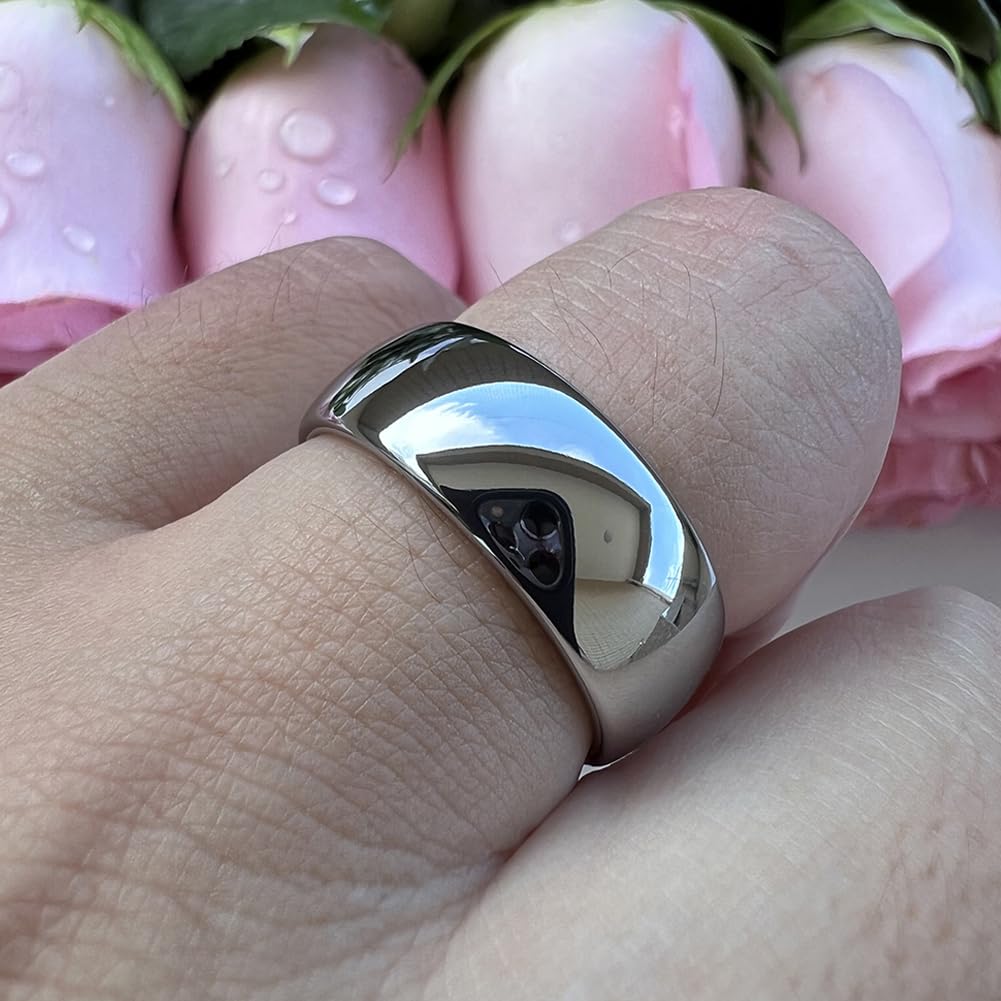 TUTISS 8mm Tungsten Rings for Men Women Engagement Wedding Bands Domed Polished Comfort Fit Size 14
