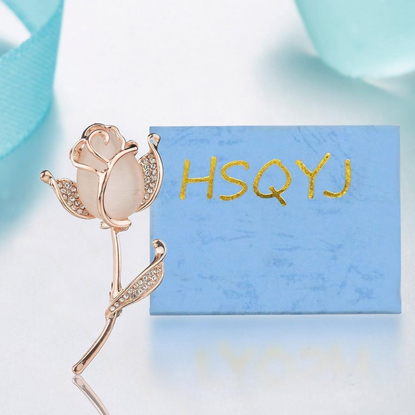 Rose Flower Crystal Brooches Pins Fashion Beautiful Created Rhinestone Pearl Floral Brooch Good Idea for Party Dance Wedding Banquet for Elegant Women Girl (Gold Rose Flower)