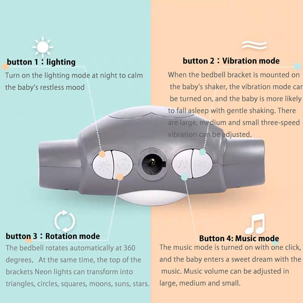 CUTIE PUMPKIN Baby Crib Mobile for Pack and Play,Bassinet Mobile with Music,Rotation,Nursy Lights,Natural Sounds,Timer Function,Starlight Projection,Pack n Play Crib Mobile Toys for Newborn Baby