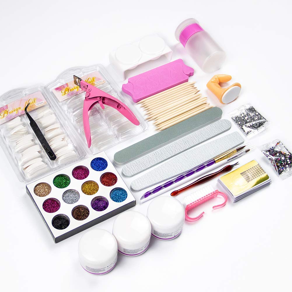 Swiftrans Acrylic Nail Kit with Everything,12 Colors Acrylic Powder Liquid Brush Glitter File Tips Gel Nail Art Tools Kit, Acrylic Nail Kit with Everything Professional for Nail Beginners Supplies