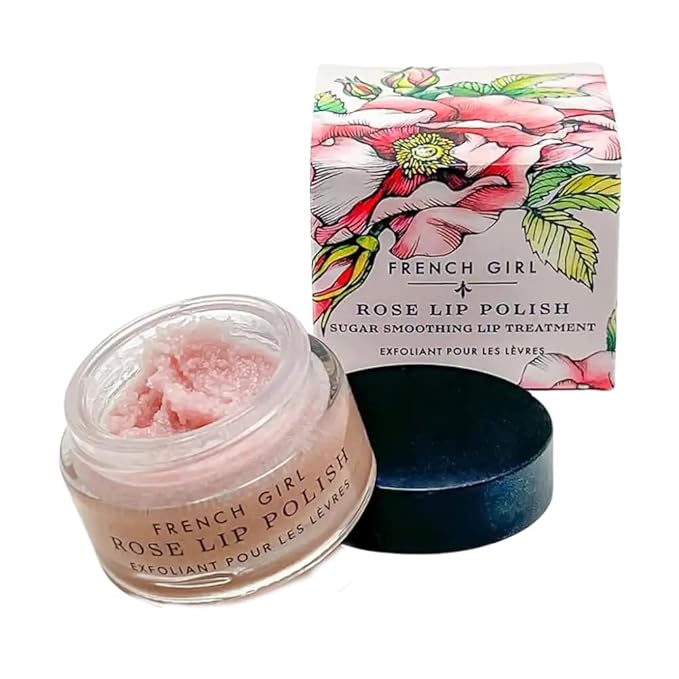 French Girl Rose Lip Scrub - Organic Sugar Scrub For Lips, Hydrating Lip Exfoliator & Moisturizer with Shea Butter & Essential Oils, Treatment for Dry Lips, Clean, Vegan & Cruelty-Free, 1oz