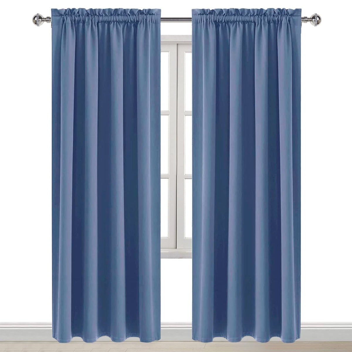 Blackout Curtains for Bedroom 52 x 84 Inch Long Dusty Blue 2 Panels (2 Count)