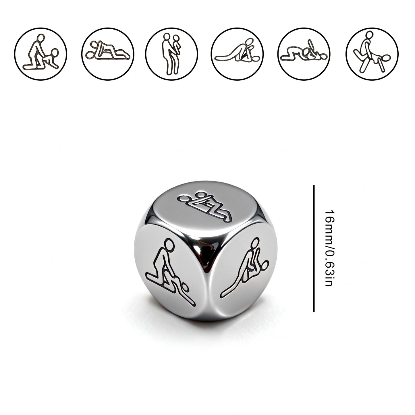 Premium Stainless Steel Couples Decision Dice – Weighted Metal Role Playing Game with 6 Romantic Positions – Novelty Date Night & Valentines Gift for Him or Her – Includes Discrete Luxury Gift Box
