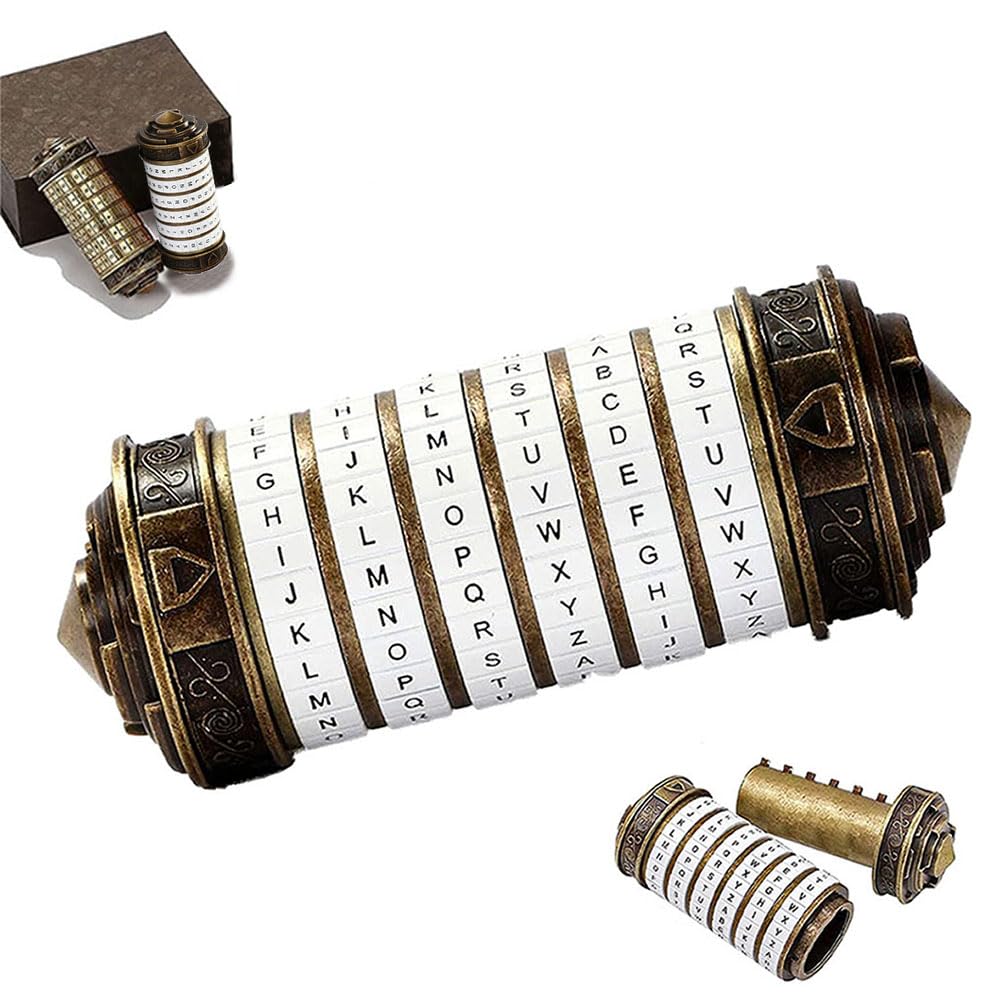 Unique Valentines Gift Cryptex Da Vinci Code Mini Cryptex Lock Puzzle Boxes with Hidden Compartments Heavy Real Metal Novelty Birthday Gifts Big Enough for Notes,Paper Money,Rings,Jewelry (White)