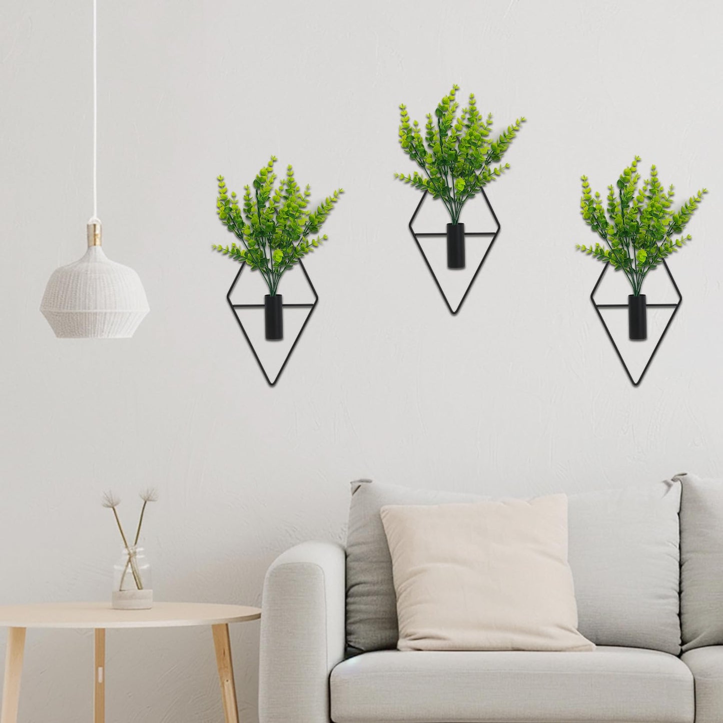 Neiteli 3 Pcs Wall Plants Artificial Decor,Boho Wall Decor,Home Office Living Room Wall Decor(Eucalyptus)